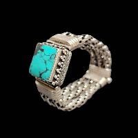 Metal Bracelet With [stone Setting], Turquoise
