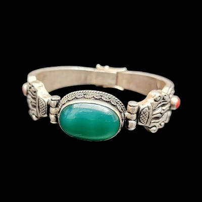Metal Bracelet With [stone Setting], Turquoise