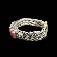 92.5 Sterling Silver Bracelet With Five [stone Setting], [coral]