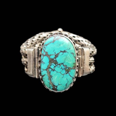 92.5 Sterling Silver Bracelet With [stone Setting], [turquoise]