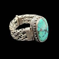 92.5 Sterling Silver Bracelet With [stone Setting], [turquoise]