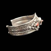 92.5 Sterling Silver Bracelet With [stone Setting], Tibetan Amber