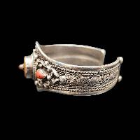 92.5 Sterling Silver Bracelet With [stone Setting], Tibetan Amber