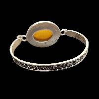 92.5 Sterling Silver Bracelet With Yellow Coloured Big Size [stone Setting], Amber