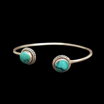 Sterling Silver Bracelet With [stone Setting], [free Size], Turquise