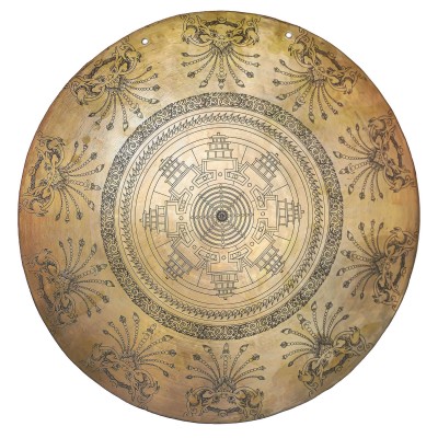 Tibetan [handmade] Gong With [eight Stupa] Design, Mandala Design, Wind Gong, Flat Gong
