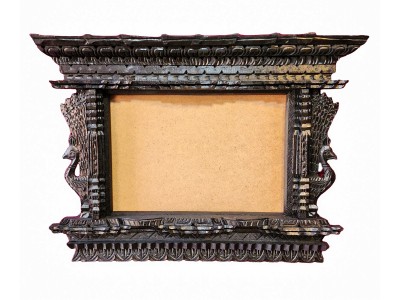 Traditional Newari Wooden Hand Carved Windows Design Photo Frame Or Window Decoration, [natural Wood]