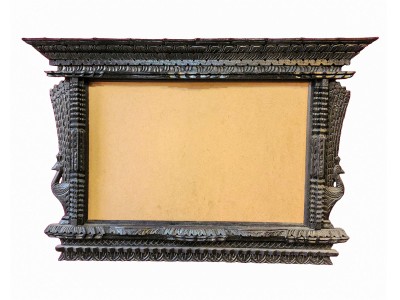 Traditional Newari Wooden Hand Carved Windows Design Photo Frame Or Window Decoration, [natural Wood]