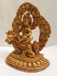 Tibetan Buddhist Statue Of Jambhala: Namtose, [full Gold Plated]