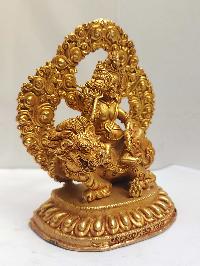Tibetan Buddhist Statue Of Jambhala: Namtose, [full Gold Plated]