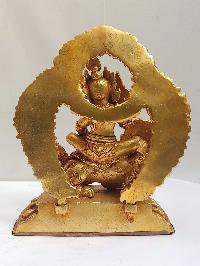 Tibetan Buddhist Statue Of Jambhala: Namtose, [full Gold Plated]