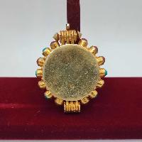 Tibetan Mandala Ghau Box With Sighu Stone, [gold Plated], [stone Setting]