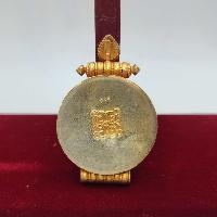 [sterlin Silver] Tibetan Ghau Box With Flower Design, [gold Plated], [stone Setting]