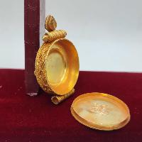[sterlin Silver] Tibetan Ghau Box With Flower Design, [gold Plated], [stone Setting]