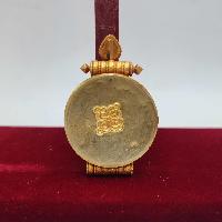 [sterlin Silver] Tibetan Ghau Box With Flower Design, [gold Plated], [stone Setting]