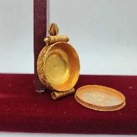 [sterlin Silver] Tibetan Ghau Box With Flower Design, [gold Plated], [stone Setting]