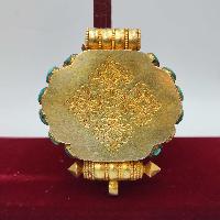 [sterlin Silver] Tibetan Ghau Box With Yogini, [gold Plated], [stone Setting]