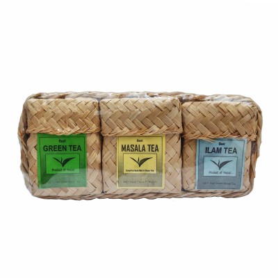 Best Quality [green Tea, Masala Tea And Ilam Tea], 3 Set, [used For Both Milk And Black Tea] Product Of Nepal, In Bamboo Box