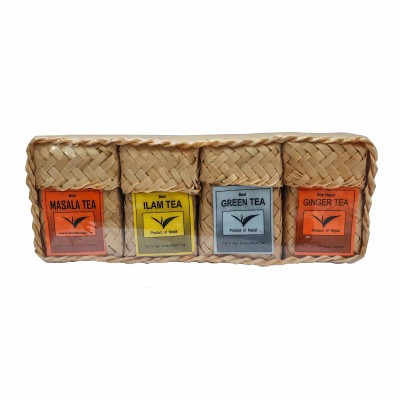 Best Quality Pure Himalayan [masala Tea, Ilam Tea, Green Tea And Ginger Tea], 4 Set [used For Both Milk And Black Tea] Product Of Nepal, In Bamboo Box