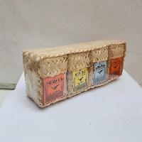 Best Quality Pure Himalayan [masala Tea, Ilam Tea, Green Tea And Ginger Tea], 4 Set [used For Both Milk And Black Tea] Product Of Nepal, In Bamboo Box