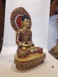 [high Quality], Tibetan Buddhist Handmade Statue Of Amitabha Buddha, [full Fire Gold Plated], [face Painted], Traditional Color Finishing Di