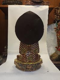 [high Quality], Tibetan Buddhist Handmade Statue Of Amitabha Buddha, [full Fire Gold Plated], [face Painted], Traditional Color Finishing Di