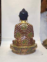 [high Quality], Tibetan Buddhist Handmade Statue Of Amitabha Buddha, [full Fire Gold Plated], [face Painted], Traditional Color Finishing Di