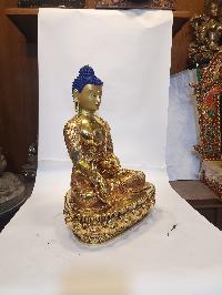 [high Quality], Tibetan Buddhist Handmade Statue Of Medicine Buddha, [full Fire Gold Plated], [face Painted], [stone Setting]