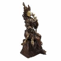 Buddhist Statue Of White Tara On Throne, [sand Casting], [chocolate Oxidized]