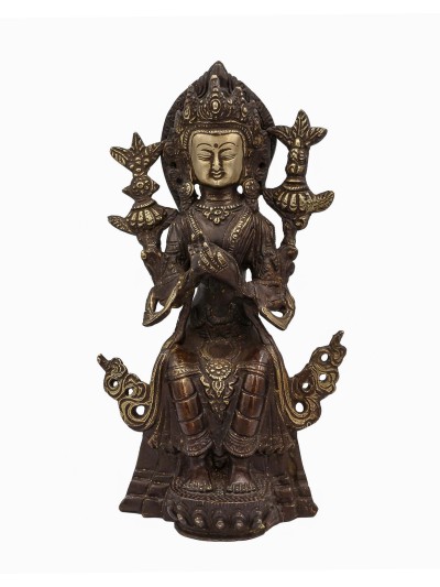 Buddhist Statue Of Maitreya Buddha, [sand Casting], [chocolate Oxidized]