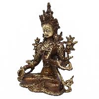 Buddhist Statue Of White Tara, [sand Casting], [chocolate Oxidized]
