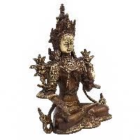 Buddhist Statue Of White Tara, [sand Casting], [chocolate Oxidized]