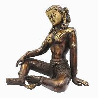 Nepali Statue Of Parvati, [sand Casting], [chocolate Oxidized]
