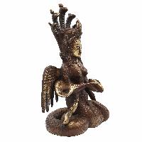 Buddhist Statue Of Naga Kanya, [sand Casting], [chocolate Oxidized]