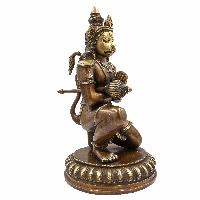 Nepali Statue Of Hanuman, [sand Casting], [chocolate Oxidized]