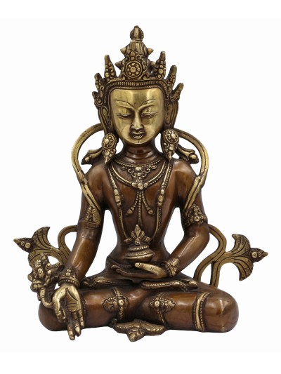 Buddhist Statue Of Medicine Buddha, [sand Casting], [chocolate Oxidized]