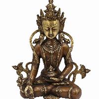 Buddhist Statue Of Medicine Buddha, [sand Casting], [chocolate Oxidized]
