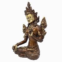 Buddhist Statue Of White Tara, [sand Casting], [chocolate Oxidized]