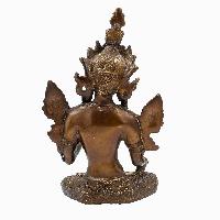 Buddhist Statue Of White Tara, [sand Casting], [chocolate Oxidized]