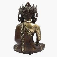 Buddhist Statue Of Shakyamuni Buddha With Crown, [sand Casting], [chocolate Oxidized]