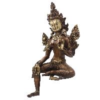 Buddhist Statue Of White Tara, [sand Casting], [chocolate Oxidized]