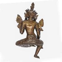 Buddhist Statue Of White Tara, [sand Casting], [chocolate Oxidized]