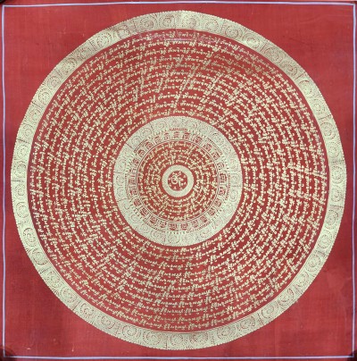 Buddhist Tibetan Thangka Of Mantra Mandala, [hand Painted]