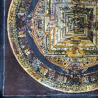 Buddhist Tibetan Thangka Of Kalachakra Mandala, [hand Painted], [antique]
