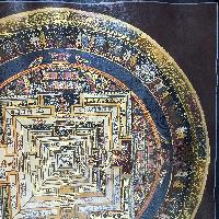 Buddhist Tibetan Thangka Of Kalachakra Mandala, [hand Painted], [antique]