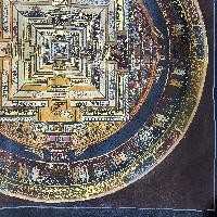 Buddhist Tibetan Thangka Of Kalachakra Mandala, [hand Painted], [antique]