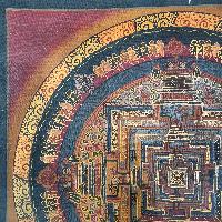 Buddhist Tibetan Thangka Of Kalachakra Mandala, [hand Painted], [antique], [oil Finishing]