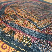 Buddhist Tibetan Thangka Of Kalachakra Mandala, [hand Painted], [antique], [oil Finishing]