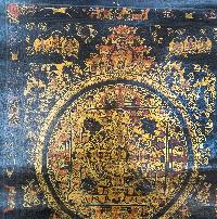 Buddhist Tibetan Thangka Of Mandala, [hand Painted], [antique]