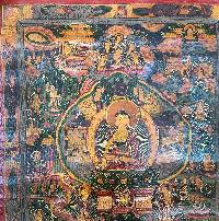 Buddhist Tibetan Thangka Of Buddha Life Story, [hand Painted], [antique]